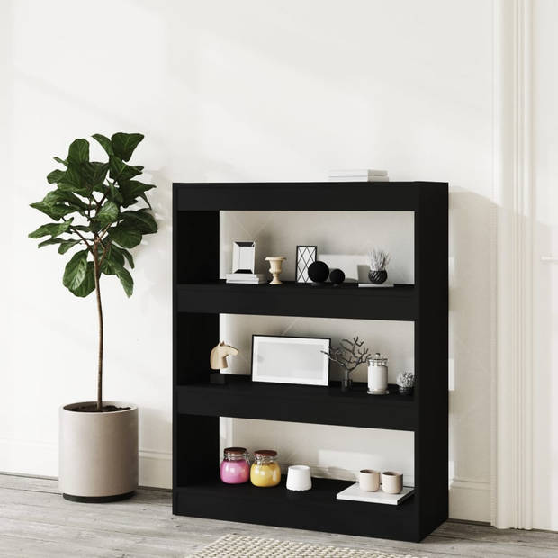 The Living Store Boekenkast Hout - 80 x 30 x 103 cm - Zwart