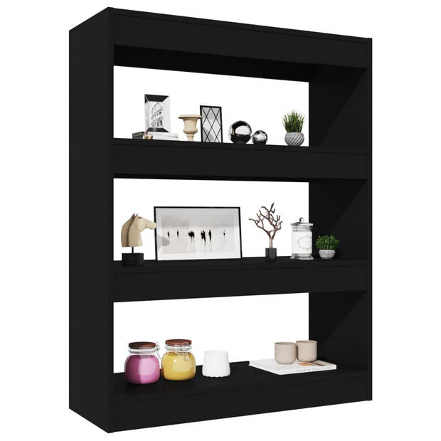 The Living Store Boekenkast Hout - 80 x 30 x 103 cm - Zwart