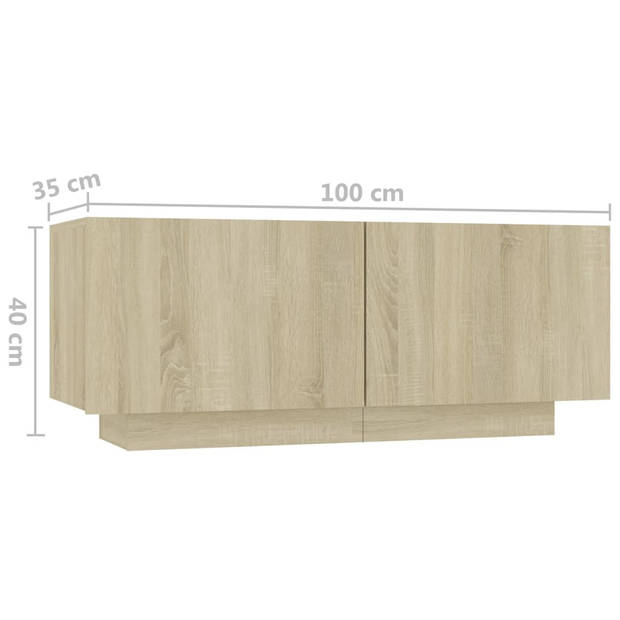 vidaXL Nachtkastje 100x35x40 cm bewerkt hout sonoma eikenkleurig