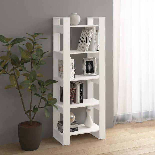 vidaXL Boekenkast/kamerscherm 60x35x160 cm massief hout wit