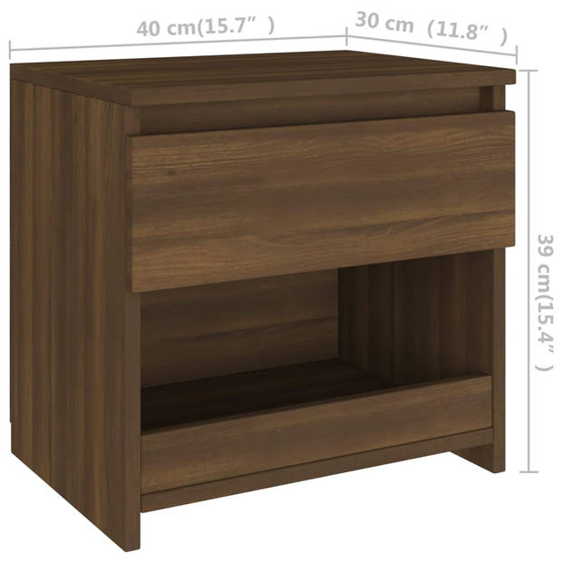 vidaXL Nachtkastjes 2 st 40x30x39 cm bewerkt hout bruin eikenkleur