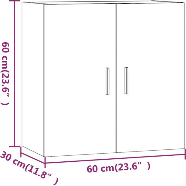 The Living Store Wandkast Scandinavische - zwevend - 60 x 30 x 60 cm - betongrijs