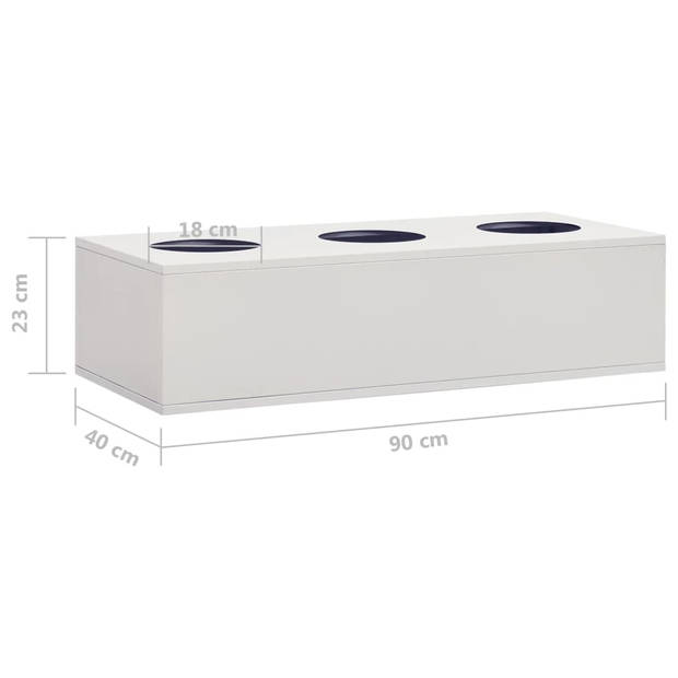 The Living Store Schuifdeurkast - Lichtgrijs Staal - 90 x 40 x 90 cm - 2 Verstelbare Schappen - Met Slot -