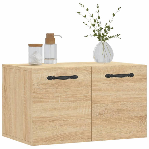 The Living Store Wandkast Sonoma Eiken - Zwevende opbergkast 60x36.5x35 cm