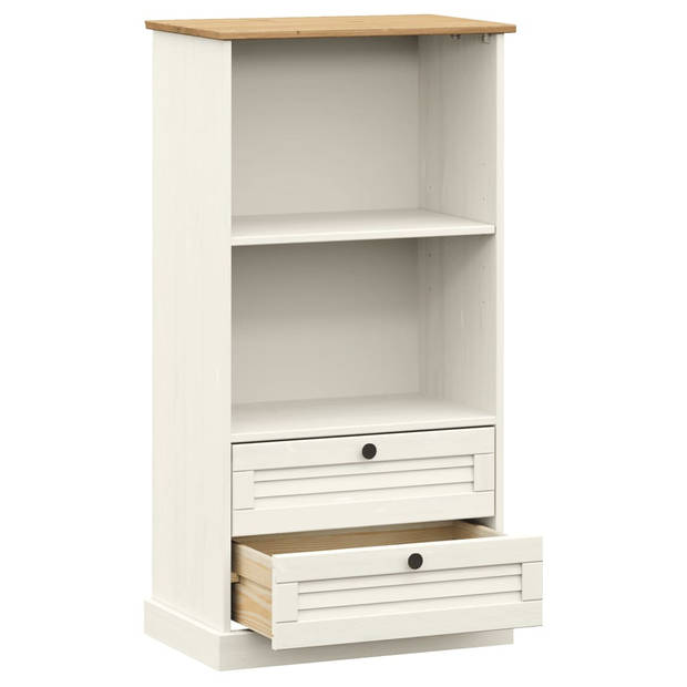 The Living Store VIGO Boekenkast - 60 x 35 x 114.5 cm - Massief grenenhout - 2 vakken - 2 lades