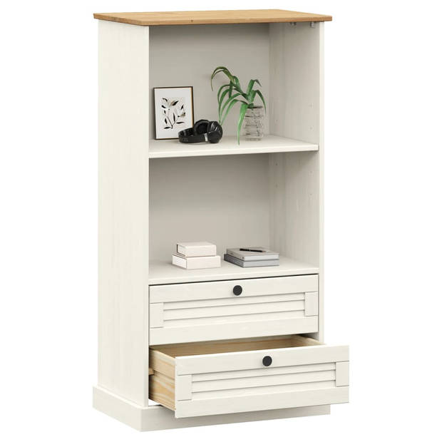 The Living Store VIGO Boekenkast - 60 x 35 x 114.5 cm - Massief grenenhout - 2 vakken - 2 lades