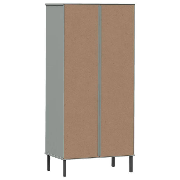 vidaXL Boekenkast met 2 lades OSLO 60x35x128,5 cm massief hout grijs