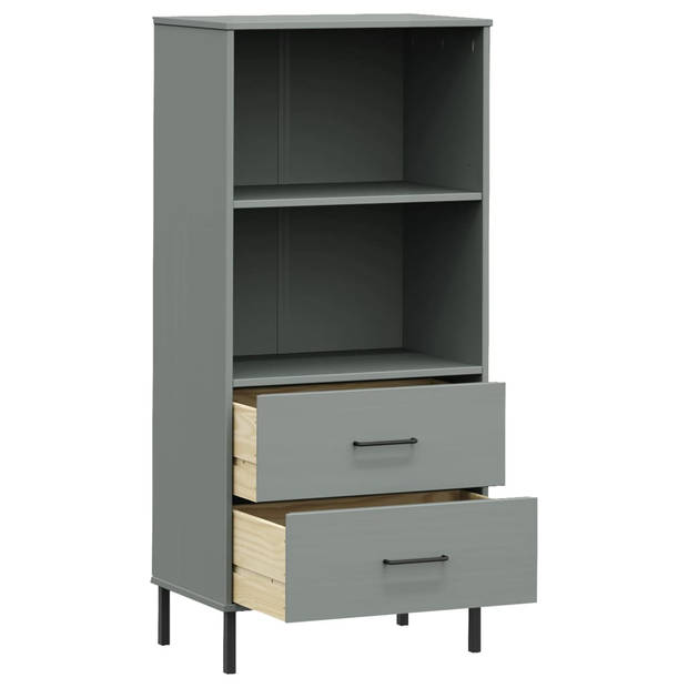 vidaXL Boekenkast met 2 lades OSLO 60x35x128,5 cm massief hout grijs