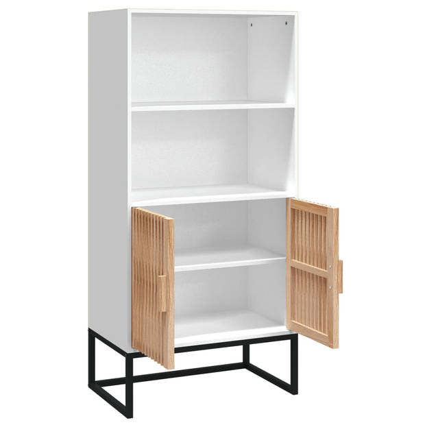 The Living Store Hoge Kast - Wit - 60 x 35 x 125 cm - Duurzaam Hout - Stabiele IJzeren Poten