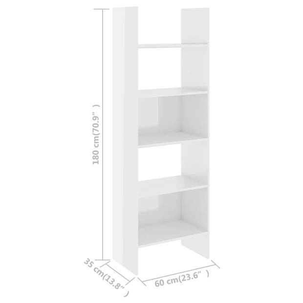 The Living Store Opbergkast - 60 x 35 x 180 cm - Hoogglans wit