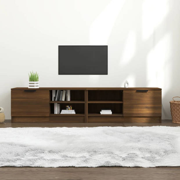 The Living Store TV-meubel - Bruineiken - 80 x 35 x 36.5 cm - Stereokast met opbergruimte