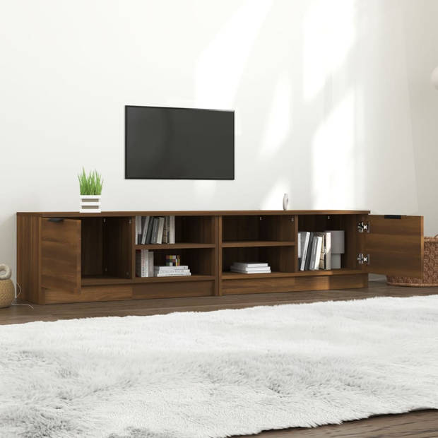 The Living Store TV-meubel - Bruineiken - 80 x 35 x 36.5 cm - Stereokast met opbergruimte