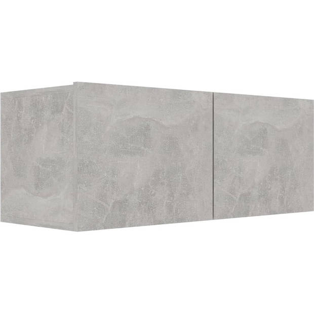 The Living Store Tv-meubelset Betongrijs - Wandbevestiging - 3-delige set - 60x30x30 cm - 30.5x30x90 cm - 80x30x30 cm