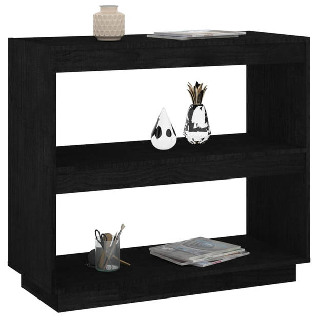 The Living Store Boekenkast Massief Grenenhout - 80 x 35 x 71 cm - Zwart