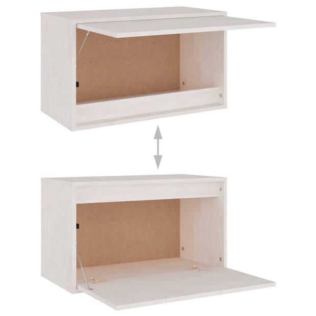 The Living Store TV-meubel Wit Massief Grenenhout - 60 x 30 x 35 cm - Set van 3