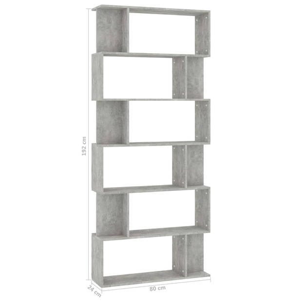 vidaXL Boekenkast / kamerscherm 80x24x192 cm bewerkt hout betongrijs