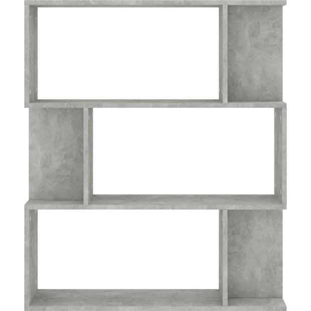 The Living Store Boekenkast Klassiek Betongrijs 80x24x96cm - Ruime vakken - Eenvoudige montage