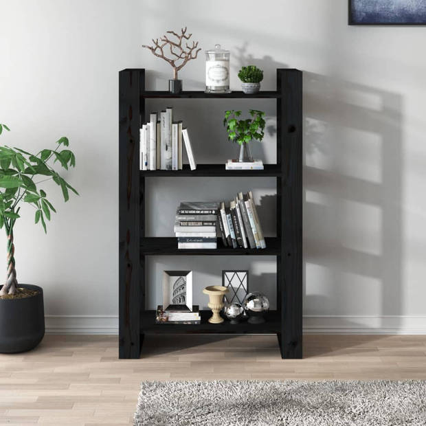 The Living Store Boekenkast - Houten - 80 x 35 x 125 cm - Zwart