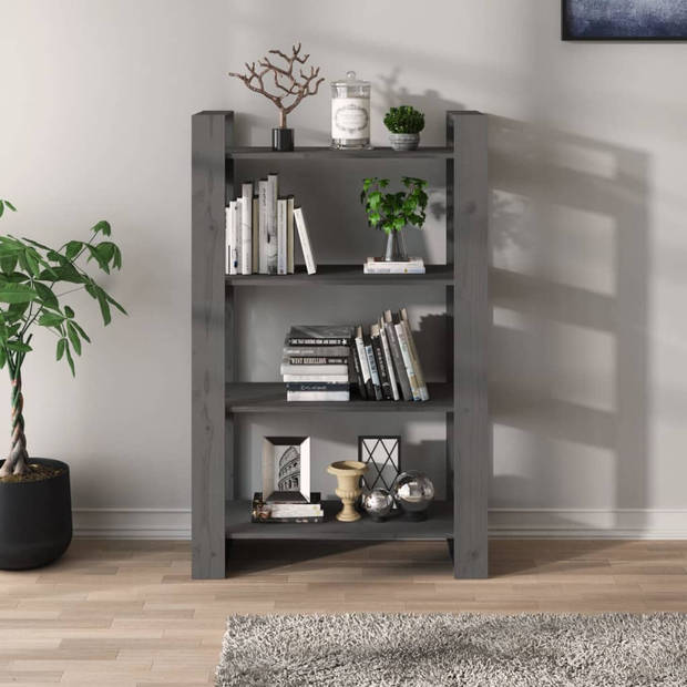 vidaXL Boekenkast/kamerscherm 80x35x125 cm massief grenenhout grijs