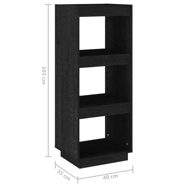 The Living Store Boekenkast Massief Grenenhout - 40 x 35 x 103 cm - Zwart