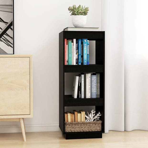 The Living Store Boekenkast Massief Grenenhout - 40 x 35 x 103 cm - Zwart