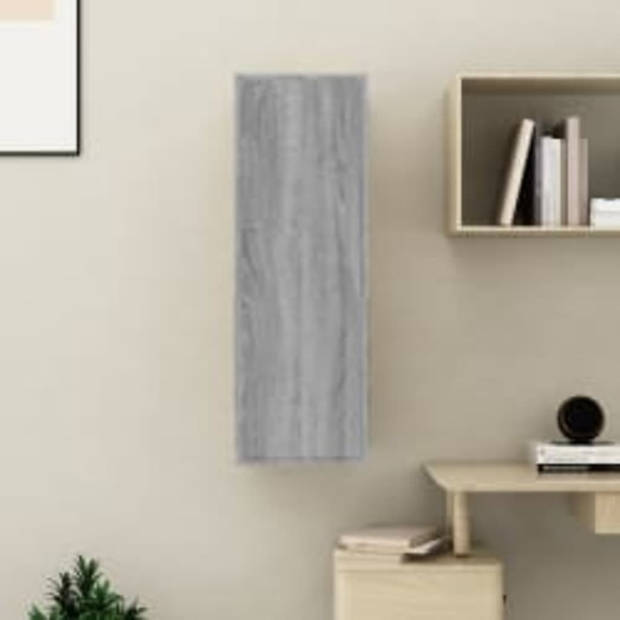 The Living Store Wandkast - Grijs Sonoma Eiken - 30.5 x 30 x 90 cm - Bewerkt hout