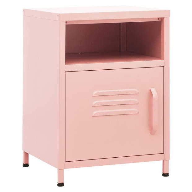 The Living Store Bedkastje - Roze - 35 x 35 x 51 cm - Staal