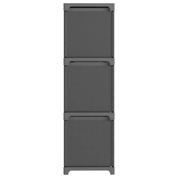 The Living Store Vakkenkast - Grijs stof (103x30x107.5 cm) - Met 9 vakken en 9 boxen