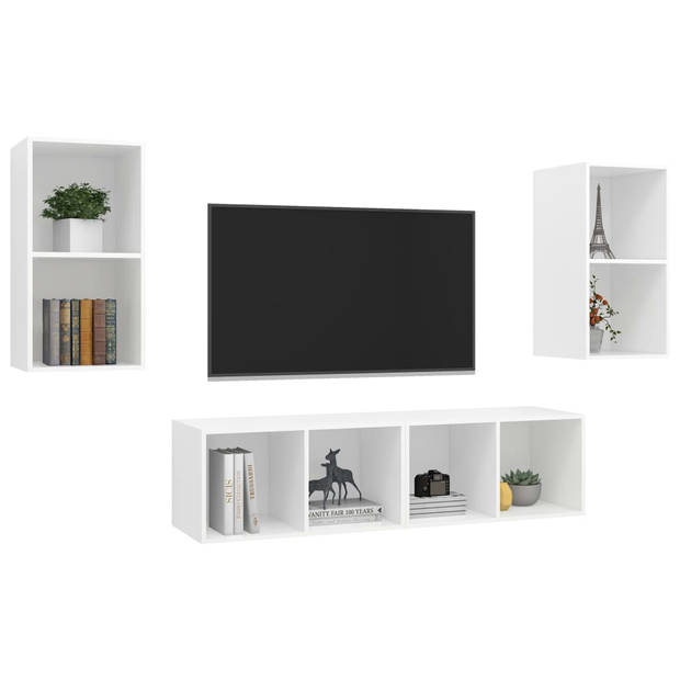 The Living Store TV-meubelset - wit - spaanplaat - 37 x 37 x 72 cm (B x D x H) - 4 x tv-meubel