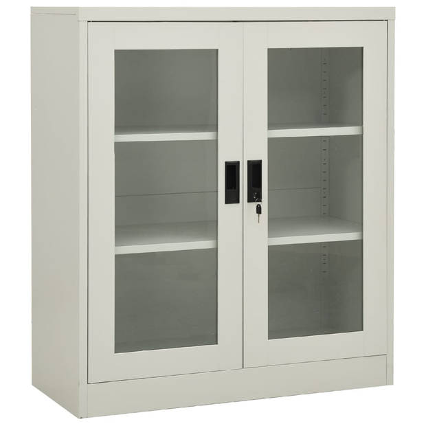 The Living Store Kantoorkast Plantenbak - Staal en Gehard Glas - 90 x 40 x 128 cm - Lichtgrijs