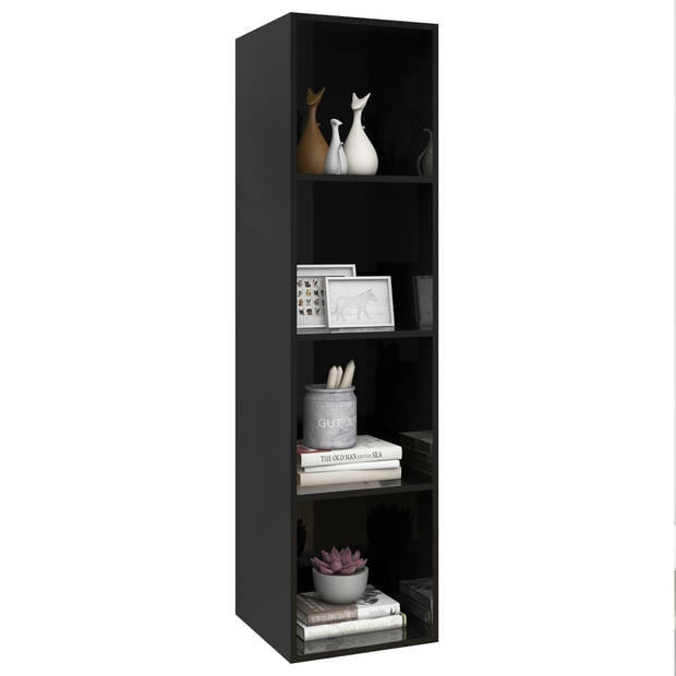 The Living Store Tv-meubel - Hoogglans zwart - 37 x 37 x 142.5 cm - Spaanplaat