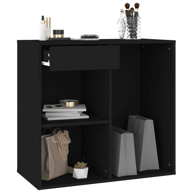 The Living Store The Living Store Cosmeticaopbergkast - 80 x 40 x 75 cm - zwart - bewerkt hout