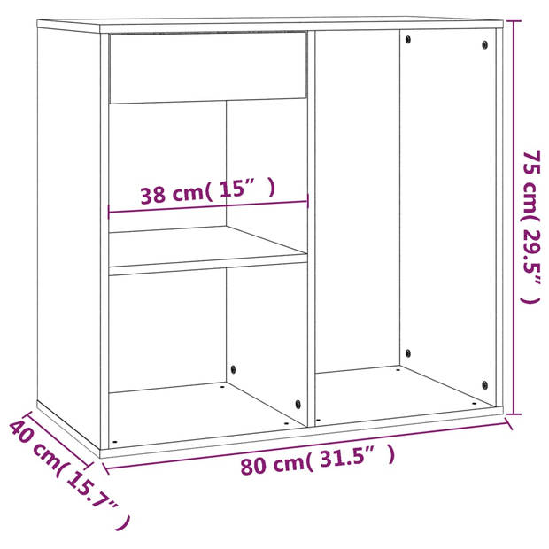 The Living Store The Living Store Cosmeticaopbergkast - 80 x 40 x 75 cm - zwart - bewerkt hout