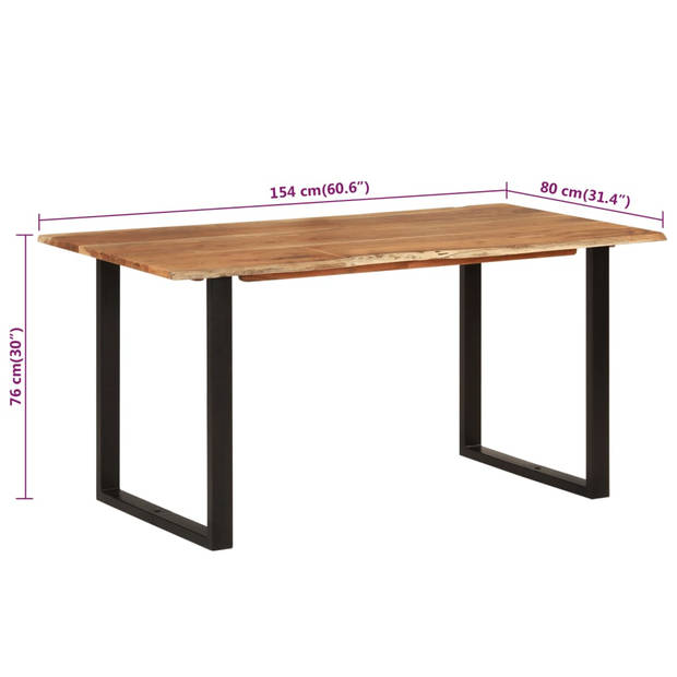 The Living Store Eetkamertafel Industrieel - 154 x 80 x 76 cm - Massief Acaciahout en Staal