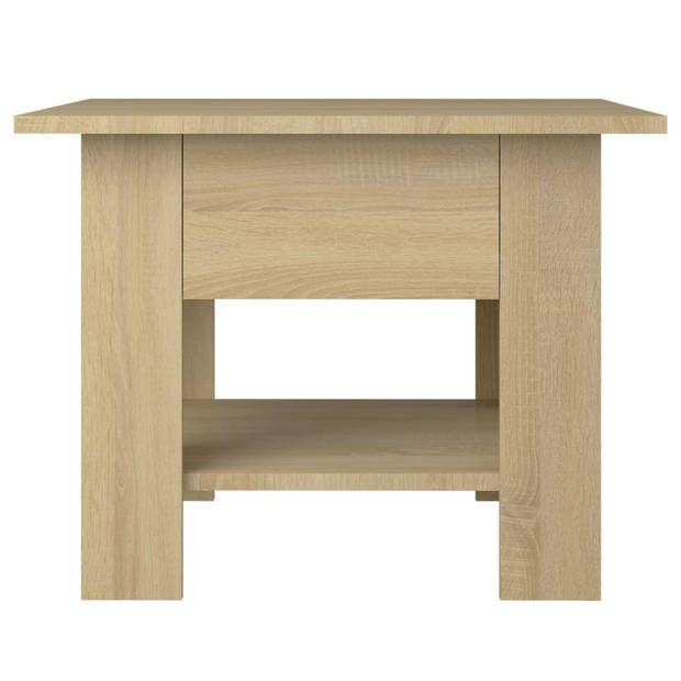 The Living Store Salontafel Modern - Sonoma eiken - 55x55x42 cm - Met opbergschap