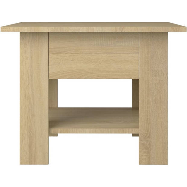 The Living Store Salontafel Modern - Sonoma eiken - 55x55x42 cm - Met opbergschap