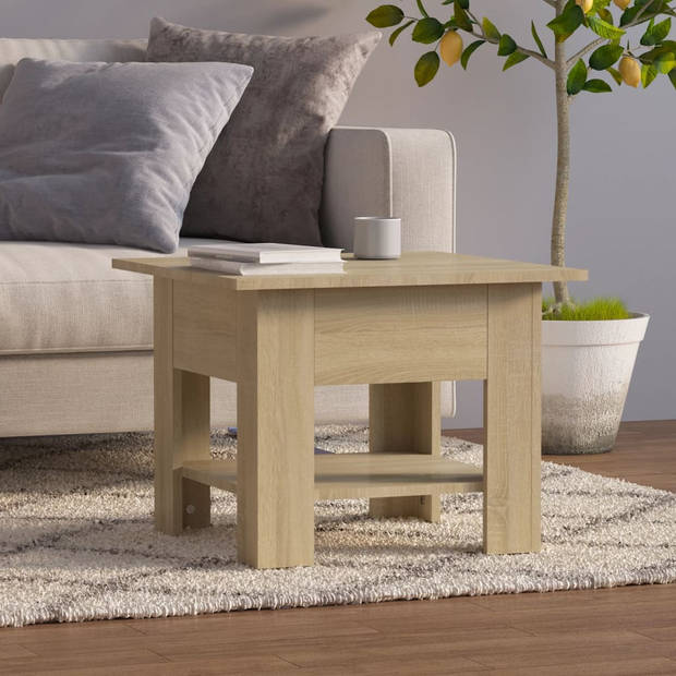 The Living Store Salontafel Modern - Sonoma eiken - 55x55x42 cm - Met opbergschap