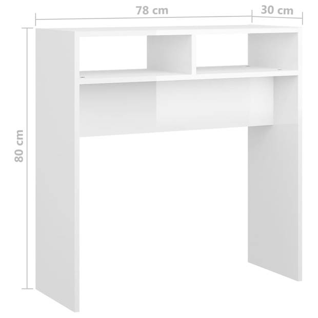 vidaXL Wandtafel 78x30x80 cm bewerkt hout hoogglans wit