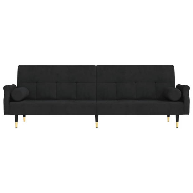 The Living Store Slaapbank Fluwelen Chesterfield - 216x89x70 cm - Verstelbaar - Zwart