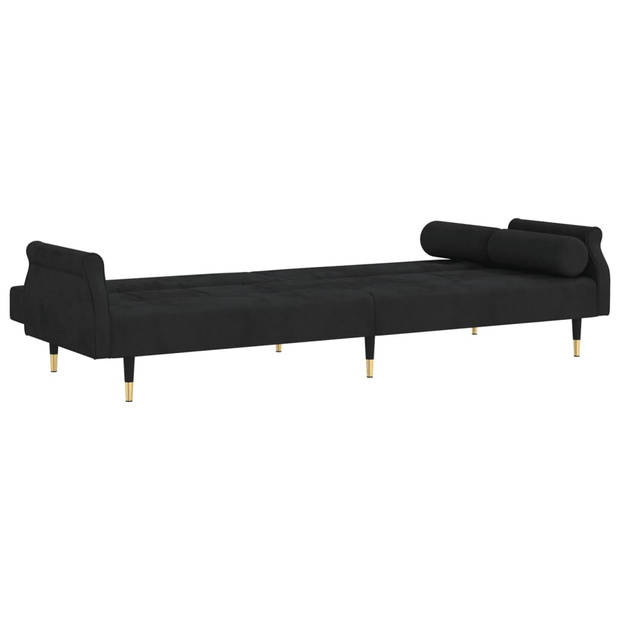 The Living Store Slaapbank Fluwelen Chesterfield - 216x89x70 cm - Verstelbaar - Zwart