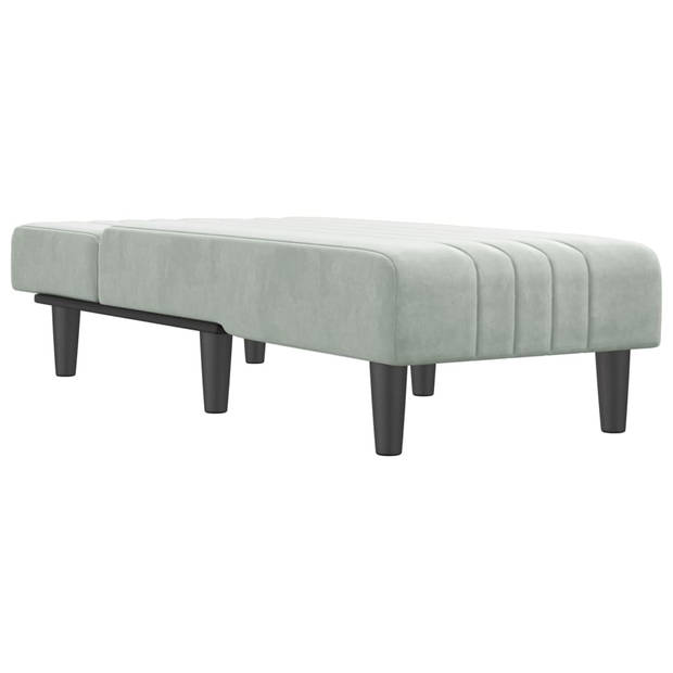 The Living Store Chaise Longue - Lichtgrijs Fluweel - Verstelbaar - 140x70x55cm