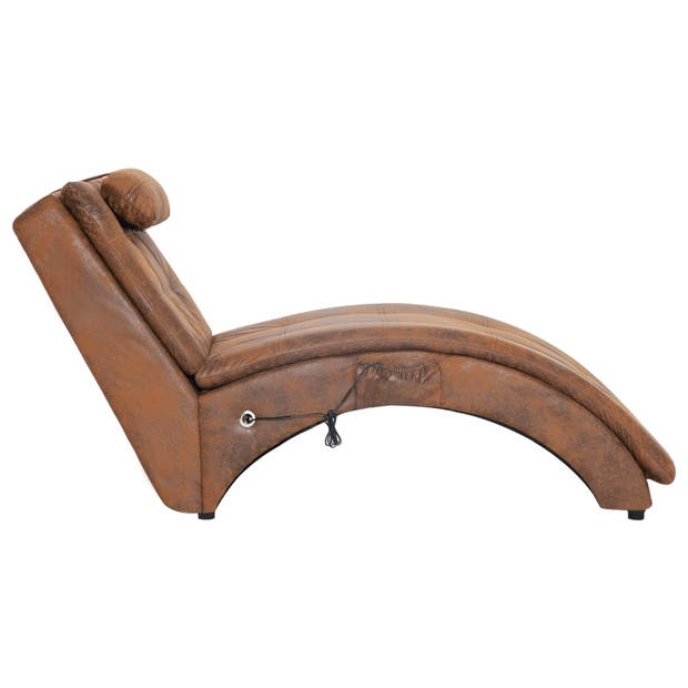 The Living Store Chaise Longue - Bruin - 142 x 55 x 73 cm - Massage en Verwarming