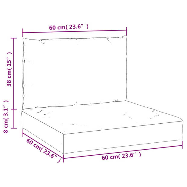 The Living Store Palletkussens - Oxford stof - 60x60x8 cm - 60x38x13 cm - Taupe