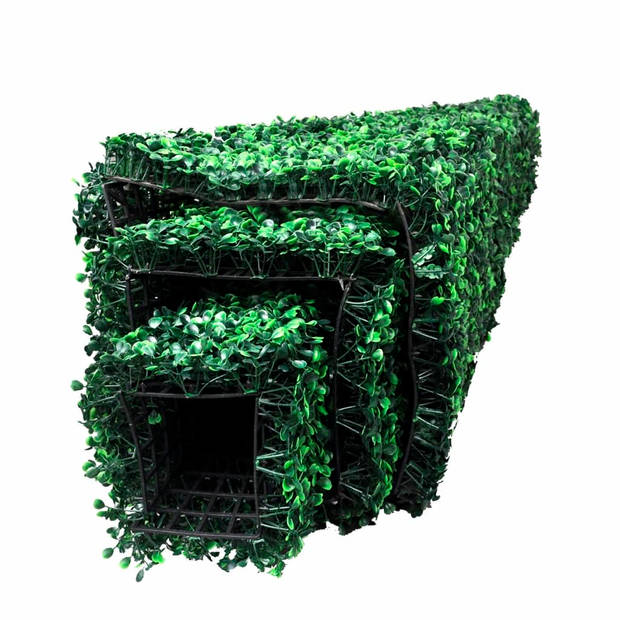 The Living Store Buxus Set - Piramidevormig - Kunststof - Gemengd groen - 3 stuks