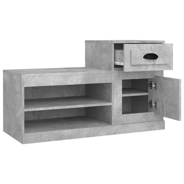 The Living Store Schoenenkast - Betongrijs - 100 x 42 x 60 cm - Duurzaam hout - Hoge en lage kast