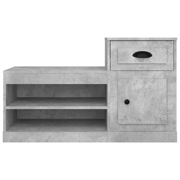 The Living Store Schoenenkast - Betongrijs - 100 x 42 x 60 cm - Duurzaam hout - Hoge en lage kast