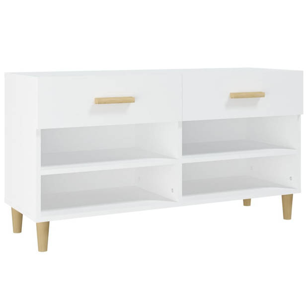 The Living Store Schoenenkast - Wit - 102 x 35 x 55 cm - Bewerkt hout