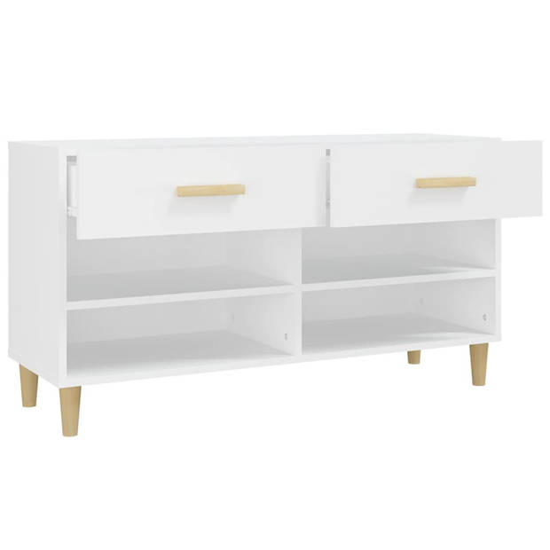 The Living Store Schoenenkast - Wit - 102 x 35 x 55 cm - Bewerkt hout