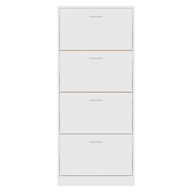 The Living Store Schoenenkast Modern wit - 63 x 24 x 147 cm - 4 lades