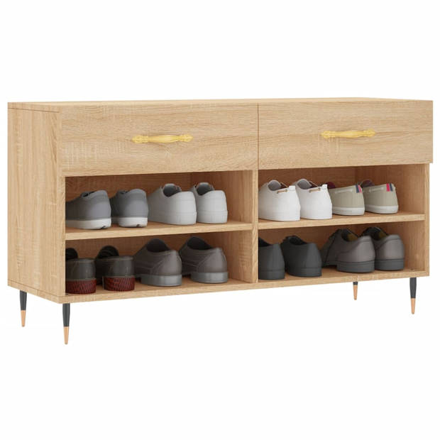 The Living Store Schoenenbank Sonoma Eiken - 102 x 35 x 55 cm - Duurzaam Hout - Opbergruimte - Stabiel - Industriële